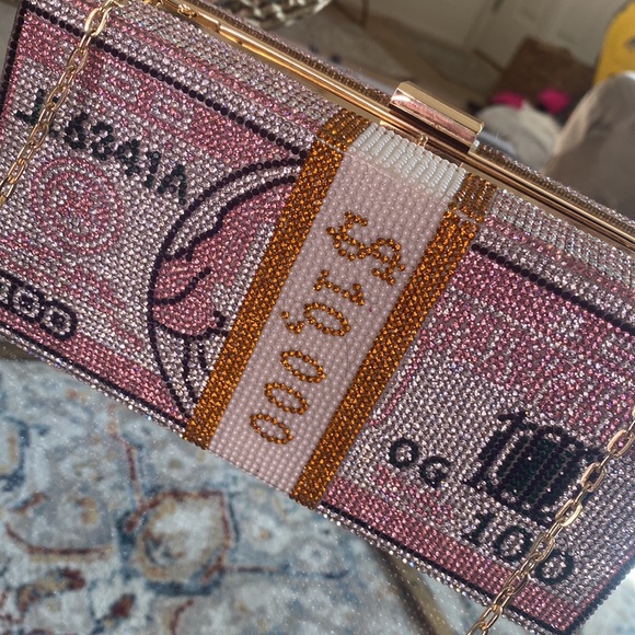 Pink money clutch handbag - Picture 4 of 4